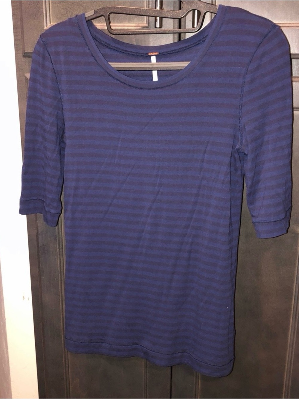 Free People Striped 3/4 Sleeve Crewneck